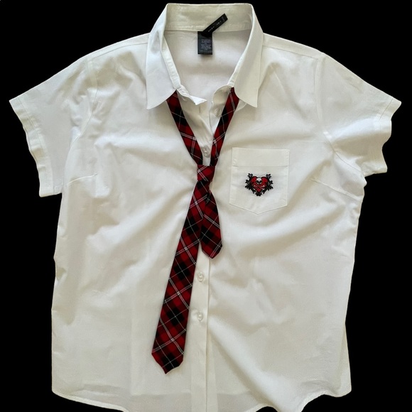 Hot Topic Tops - PRICE FIRM!  “Naughty School Girl” Blouse with Tie, XL, EUC